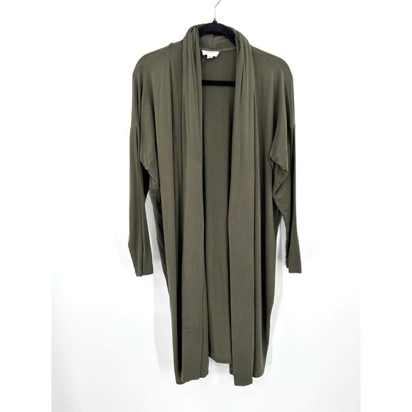 SERAPHINE Maternity Olive Green Long Line Open Cardigan Sweater Size Small - Picture 1 of 6